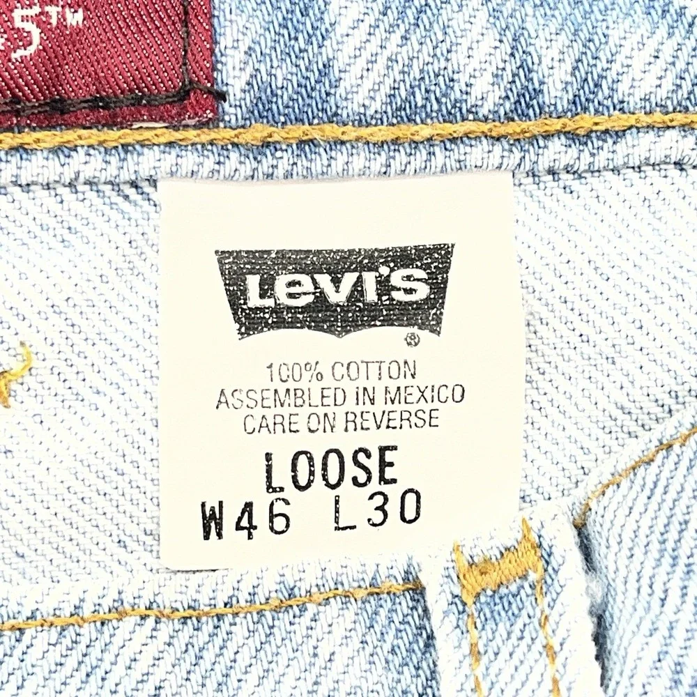 Levi's 545 Jeans Mens 45x28 Loose Fit Vintage 90s Black Bat‎ Wing Leather Tab